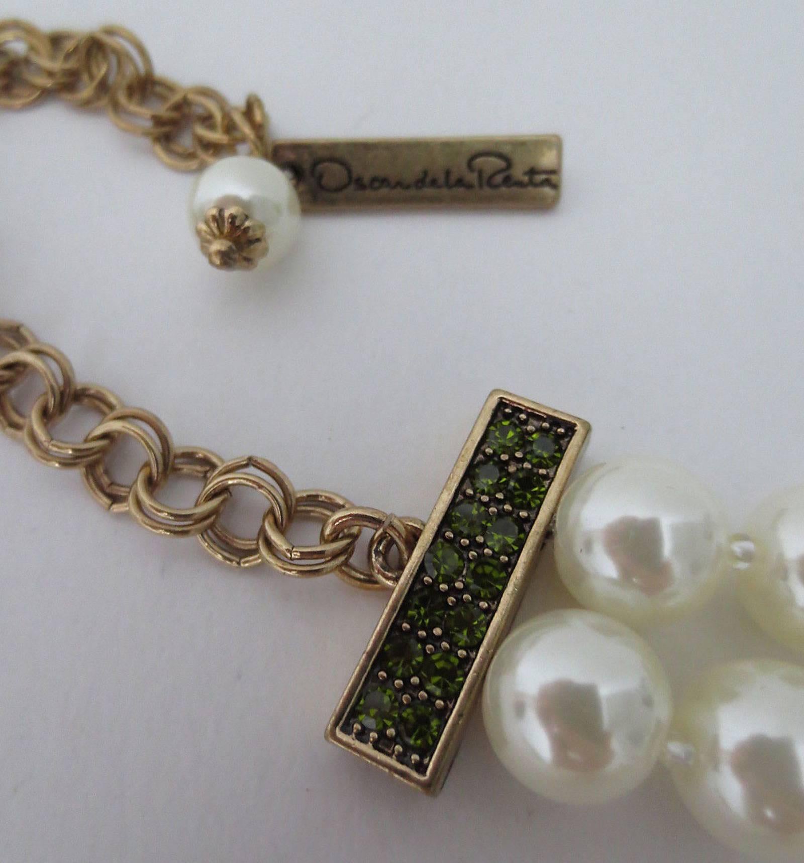 Women's Rare Oscar De La Renta Signed Runway Jeweled Flower Calla Lily Pearl Necklace