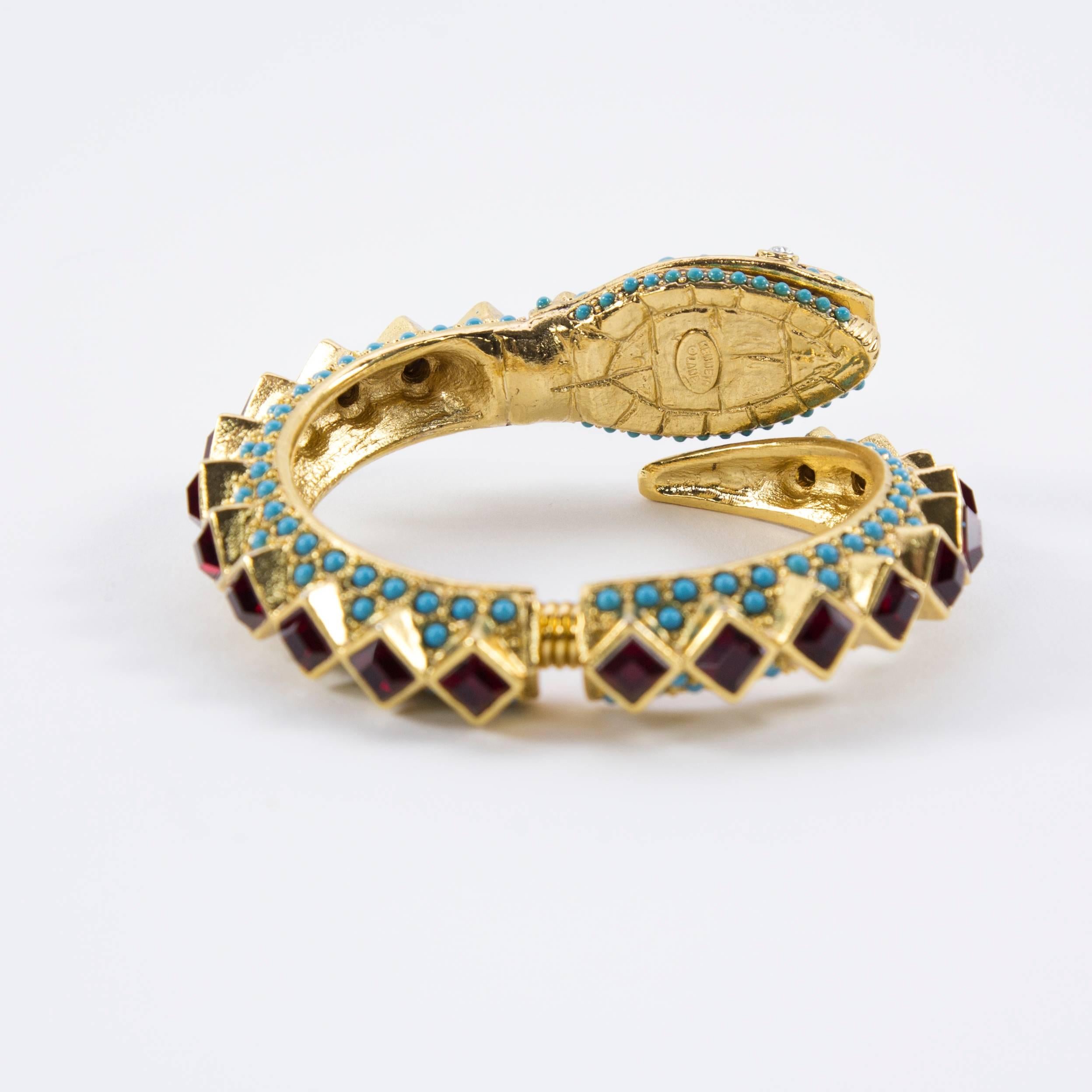 Women's Kenneth Lane KJL Faux Ruby Turquoise Snake Statement Cuff Bracelet