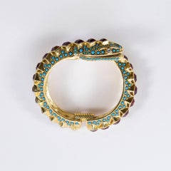 Kenneth Lane KJL Faux Ruby Turquoise Snake Statement Cuff Bracelet