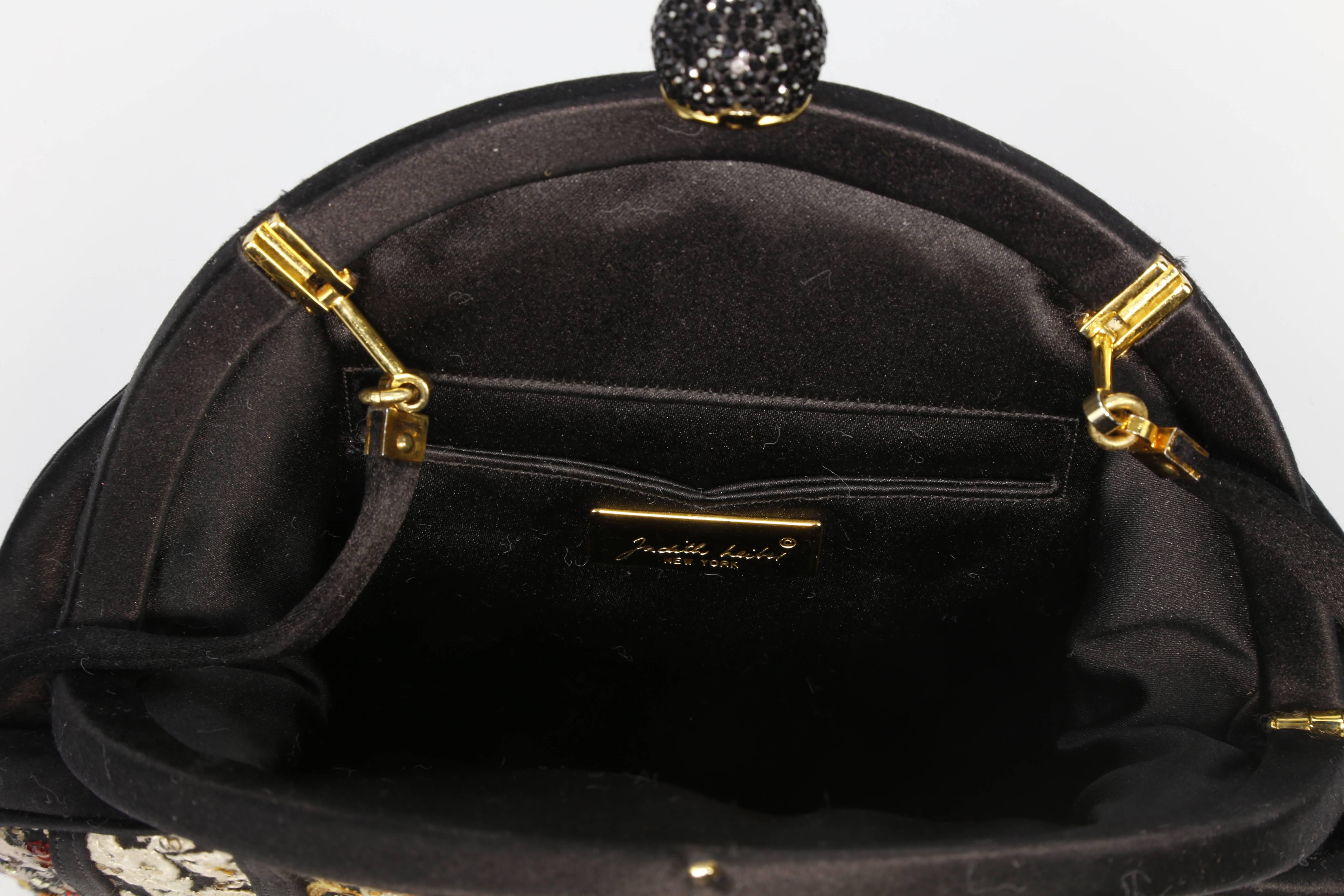 Vintage Judith Leiber Antique Ribbon Black and Crystals Evening Handbag Clutch 1