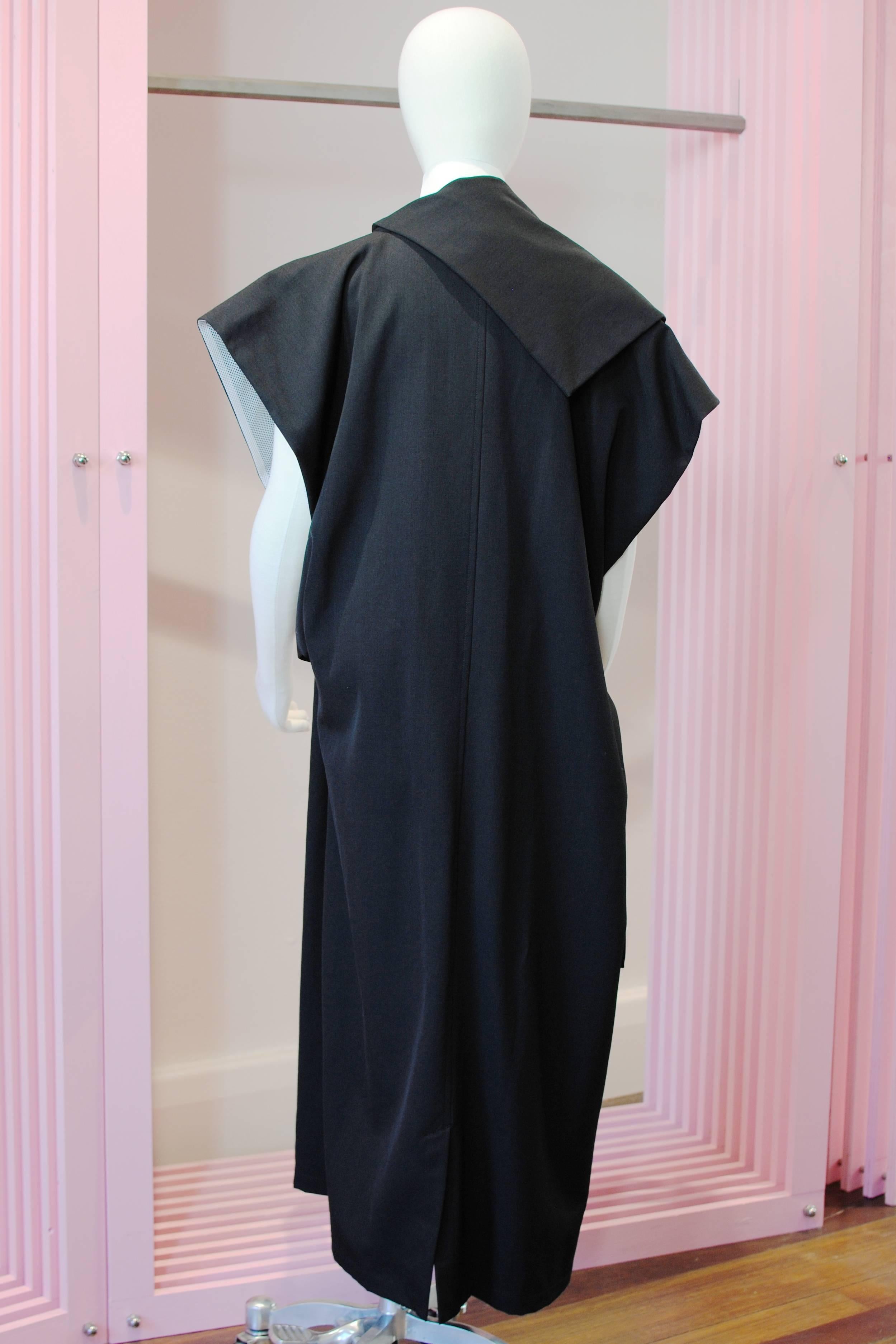 1994 Yohji Yamamoto black wool gabardine kimono style dress In Excellent Condition For Sale In Melbourne, Victoria