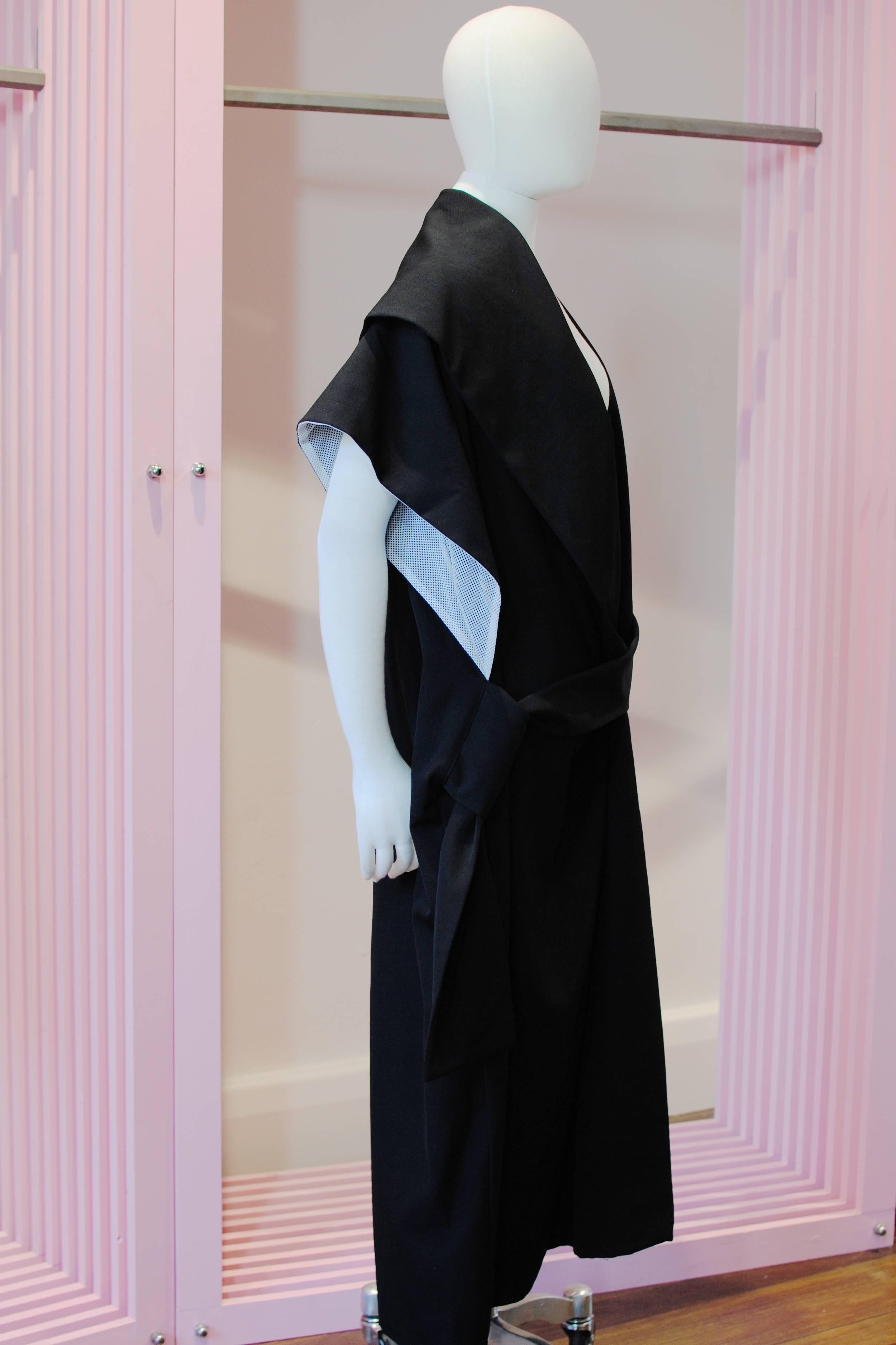 Black 1994 Yohji Yamamoto black wool gabardine kimono style dress For Sale