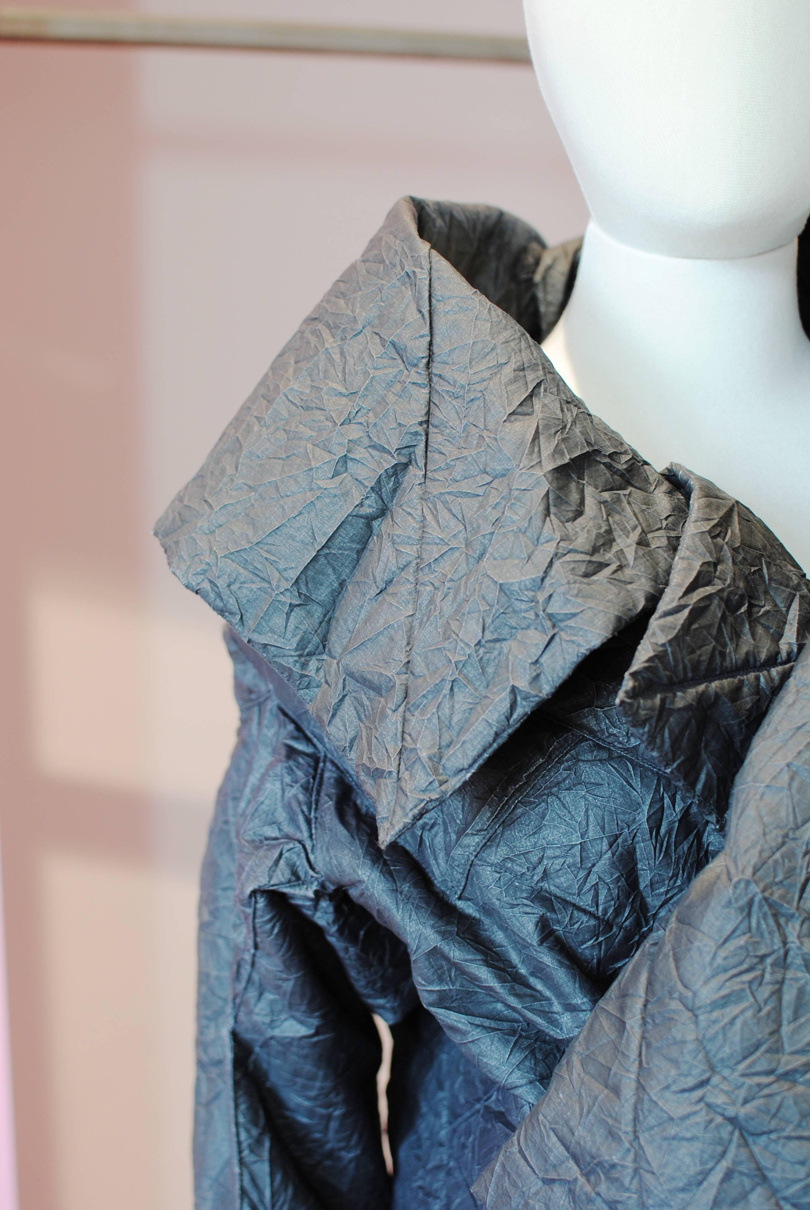 1998 Issey Miyake black crinkle origami jacket For Sale 3