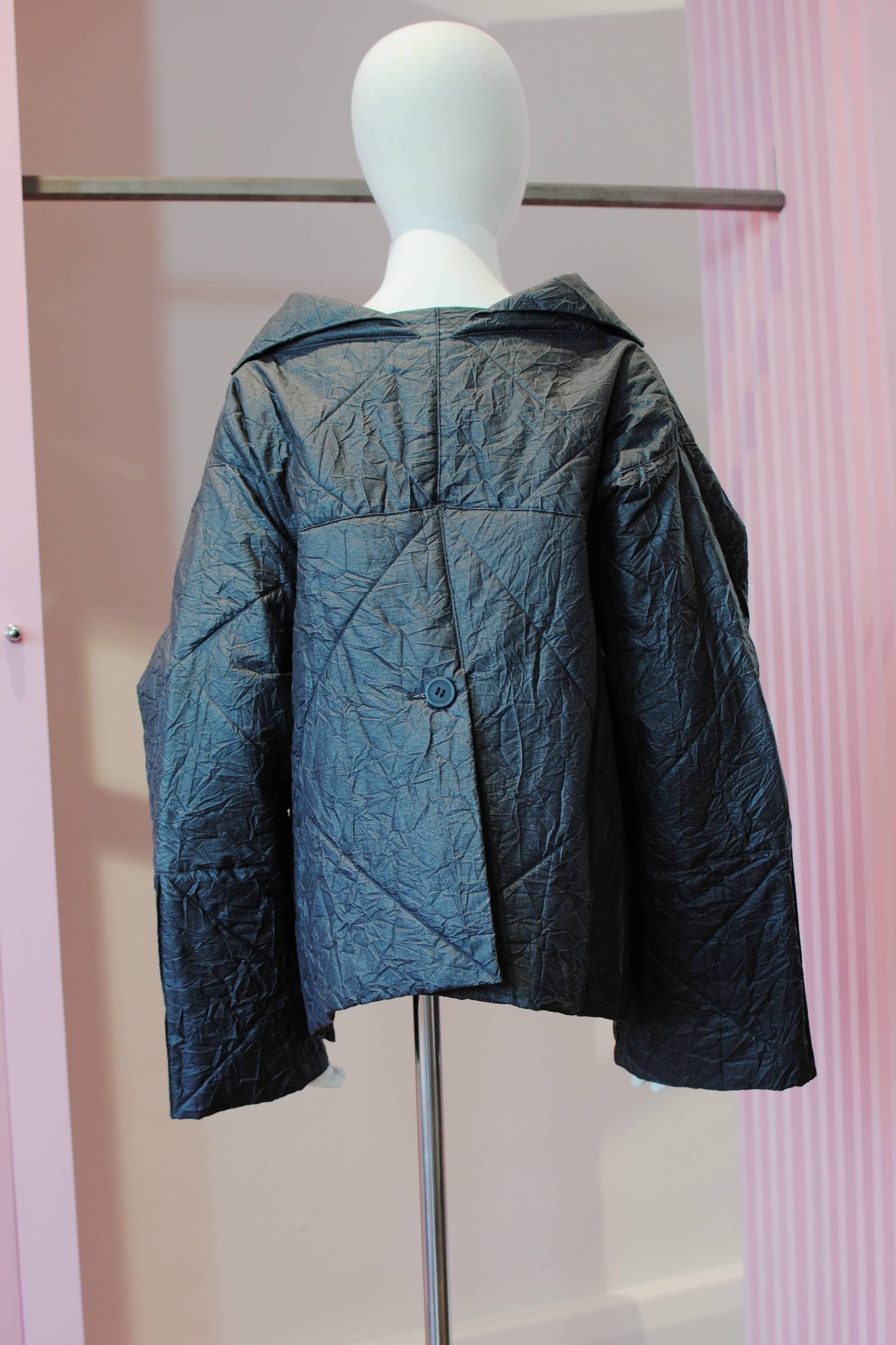 1998 Issey Miyake black crinkle origami jacket For Sale 2