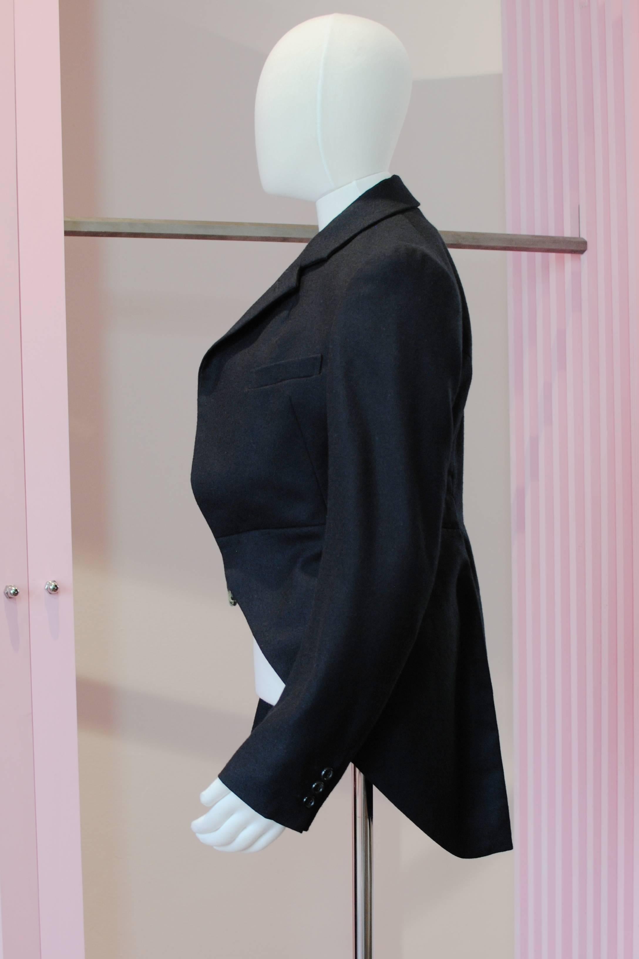 Black 2010 COMME des GARÇONS tailcoat with attached panels For Sale