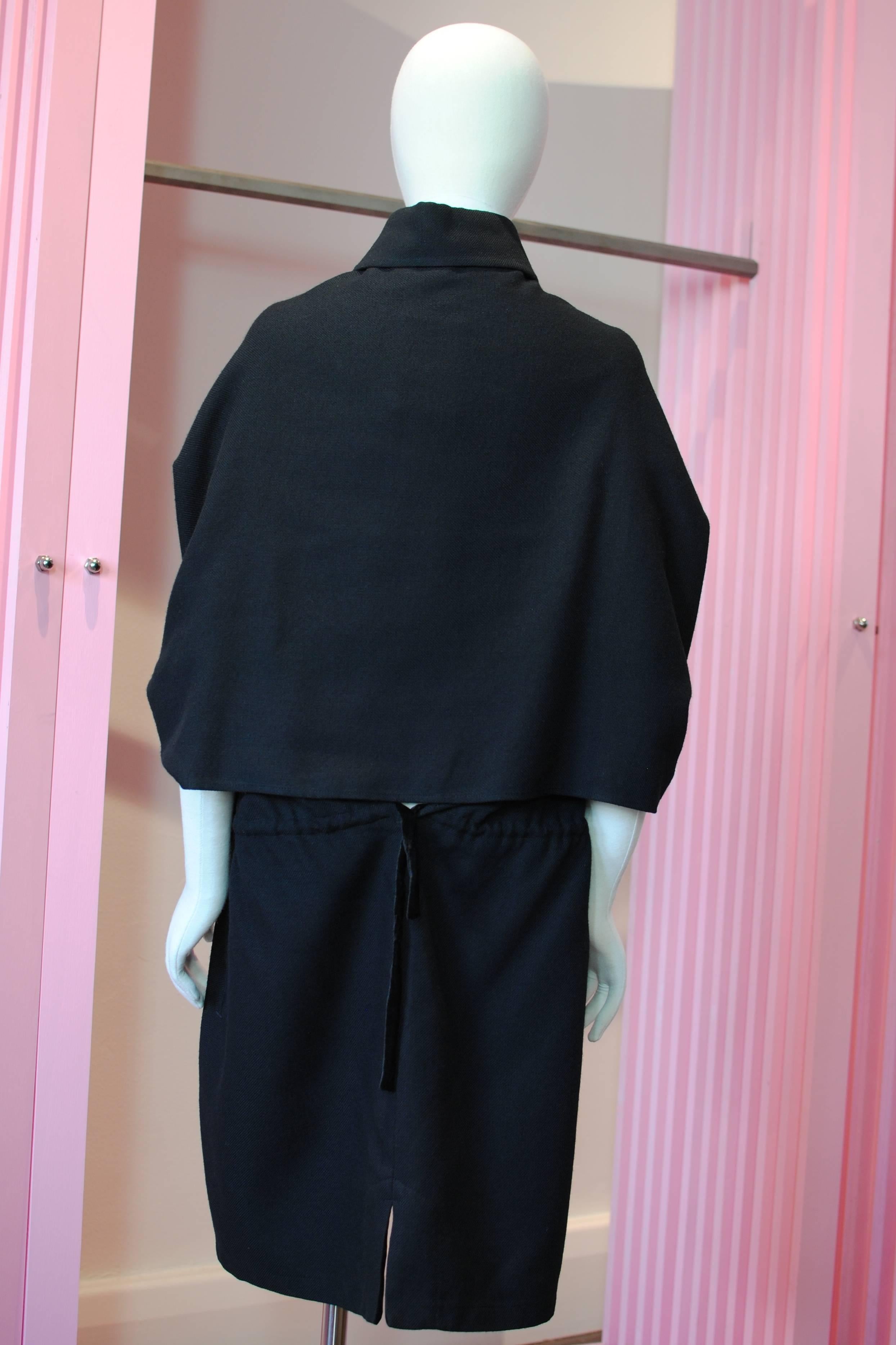 1999 Yohji Yamamoto Black Two Way Rayon Coat For Sale 1