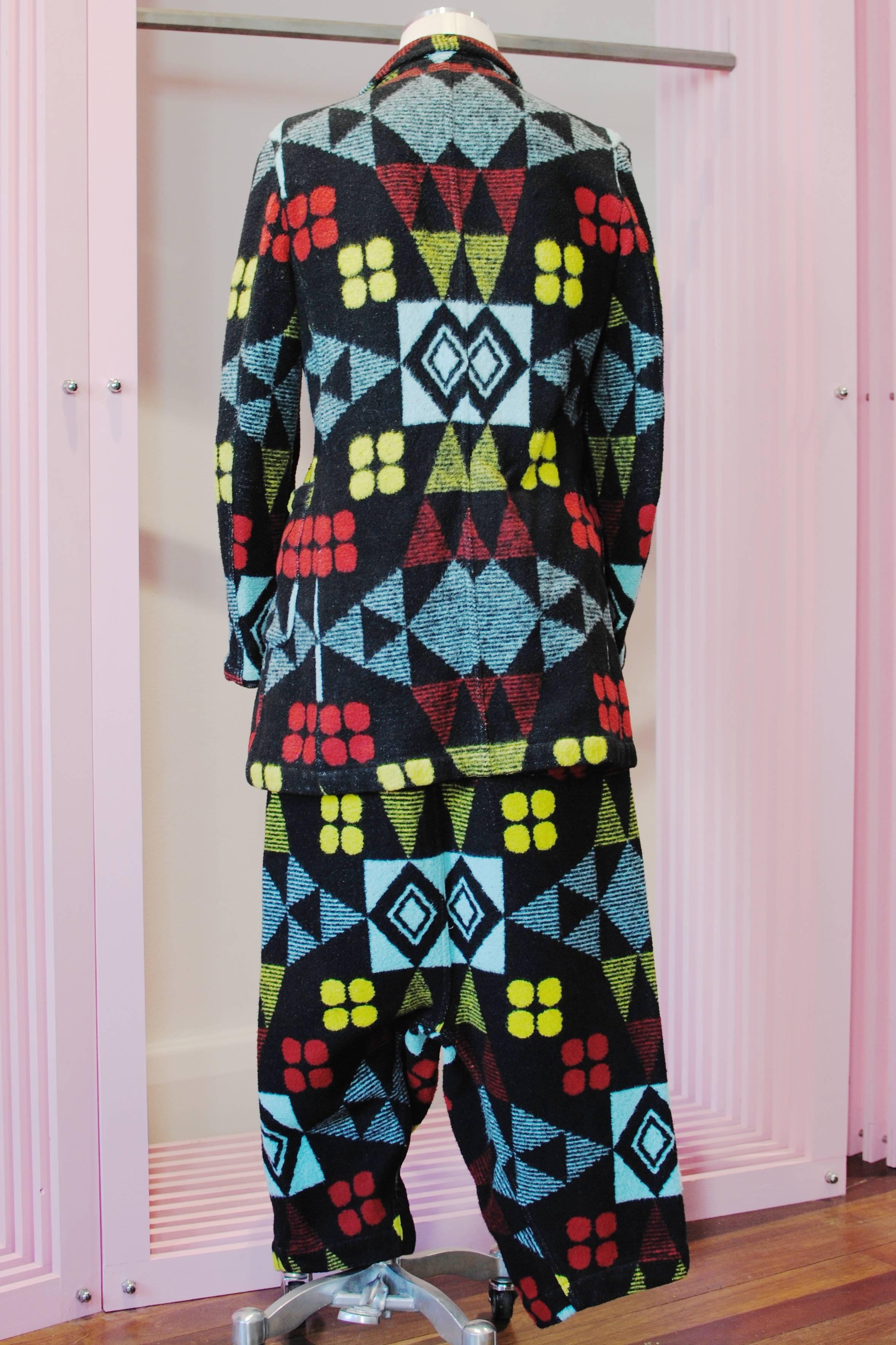 2004 COMME des GARÇONS Homme Plus tribal print blanket suit In Excellent Condition For Sale In Melbourne, Victoria