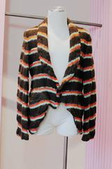 2004 COMME des GARÇONS brown striped jacket with transparent mesh panels