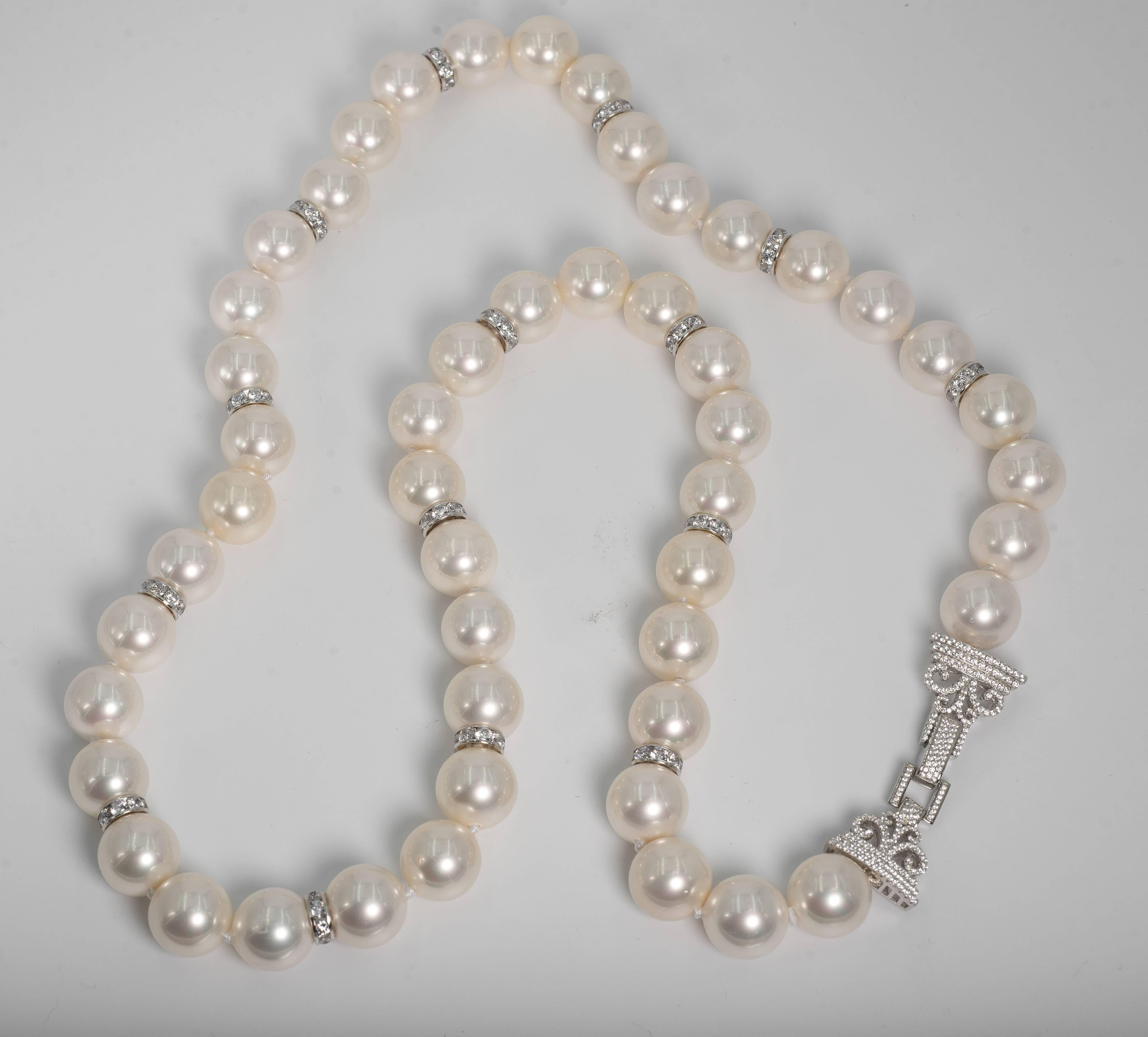 Our handmade Audrey Hepburn Style faux pearls are of exquisite quality closely resembling the color and sheen of the best of Mikimoto pearls. Freshly hand strung knotted with silk threads. This wonderful necklace is 36 inches long, every three