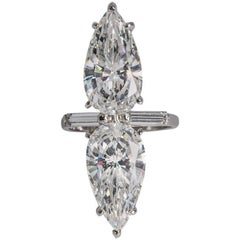 Real Looking Art Deco Style Double Faux White Pear Shape CZ Diamond Ring