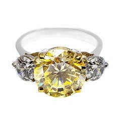 Faux Canary and white diamond trinity ring