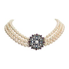 Byzantine Tapestry Centerpiece Real Freshwater Pearl Collar