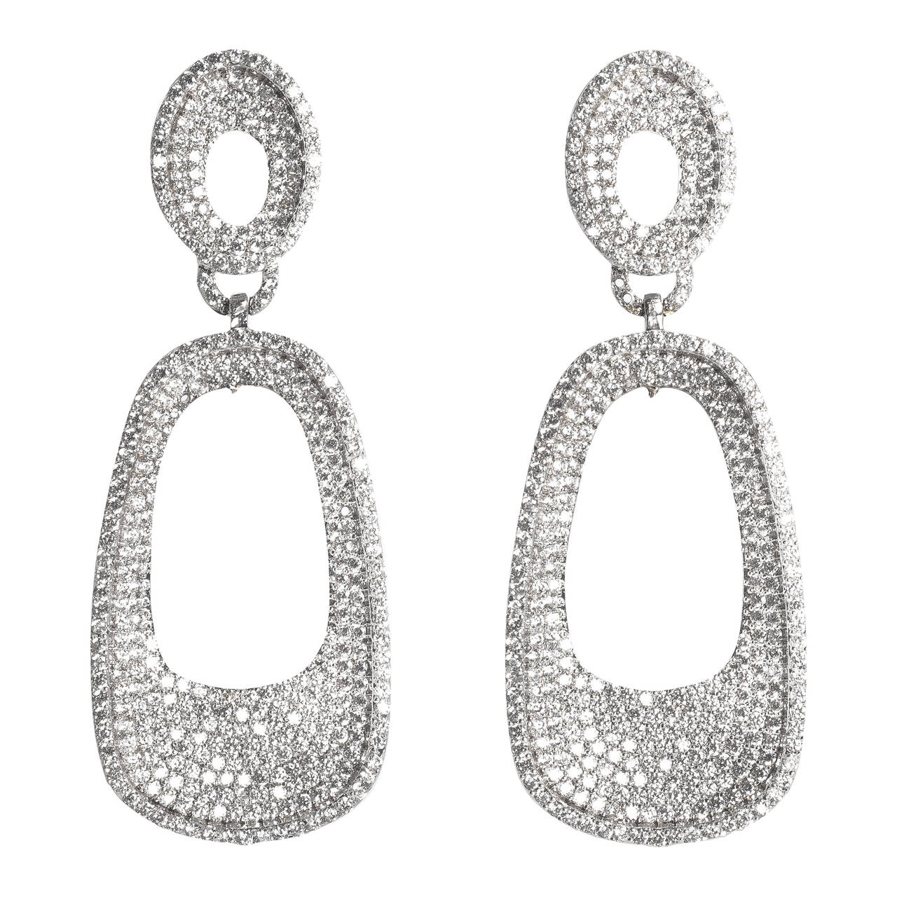 Modern 60s Look Pave Faux Diamond Earrings For At 1stdibs Modern 60s Look Pave Faux Diamond Earrings