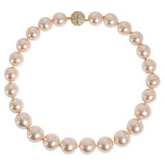 Faux Angel Skin South Sea Graduated Pearl Vintage Bergdorf Goodman Necklace
