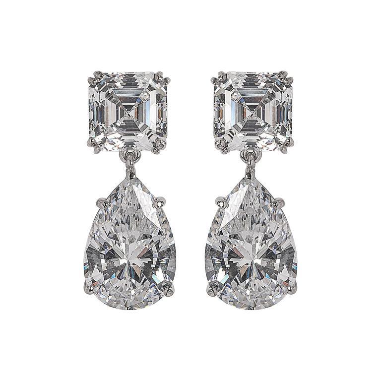 For Day And Night  Faux Diamond Cubic Zirconia Drop Earrings In New Condition In New York, NY