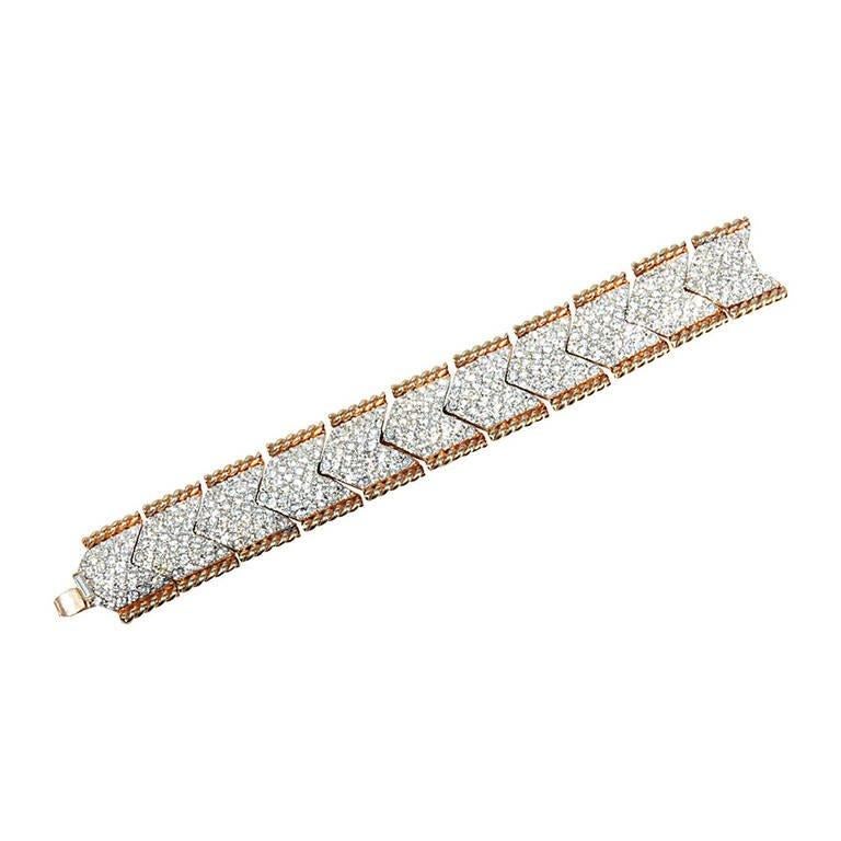 Bergdorf Goodman Vintage One of a Kind Glamorous Pave Crystal Gilt Bracelet In New Condition In New York, NY
