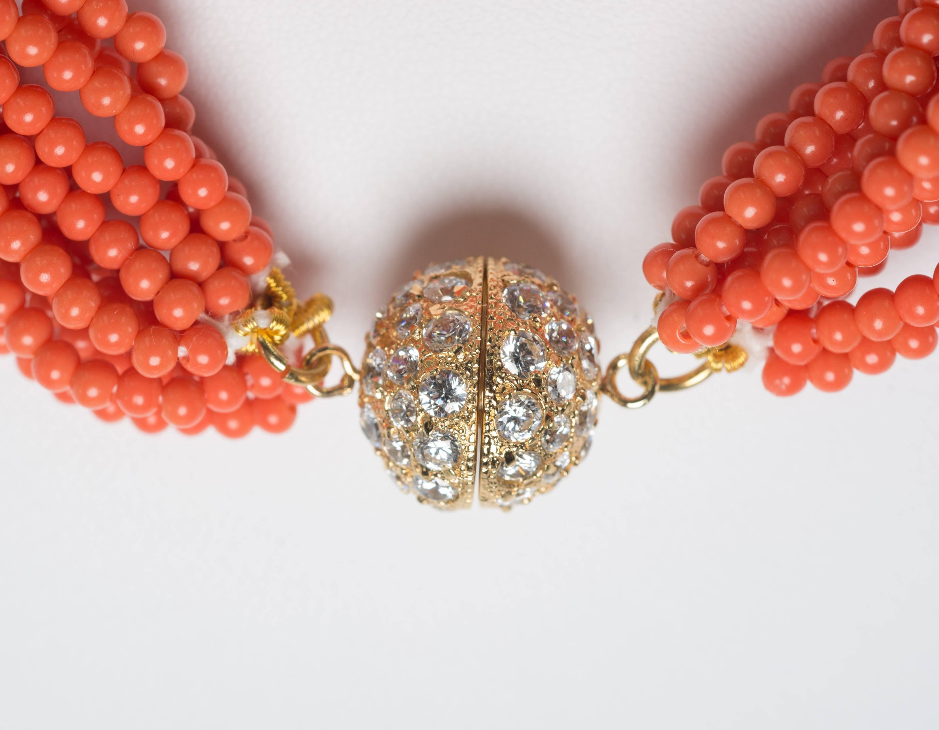 Women's or Men's Fabulous Faux 60 Inch Long Vintage Coral Bead Twist Necklace