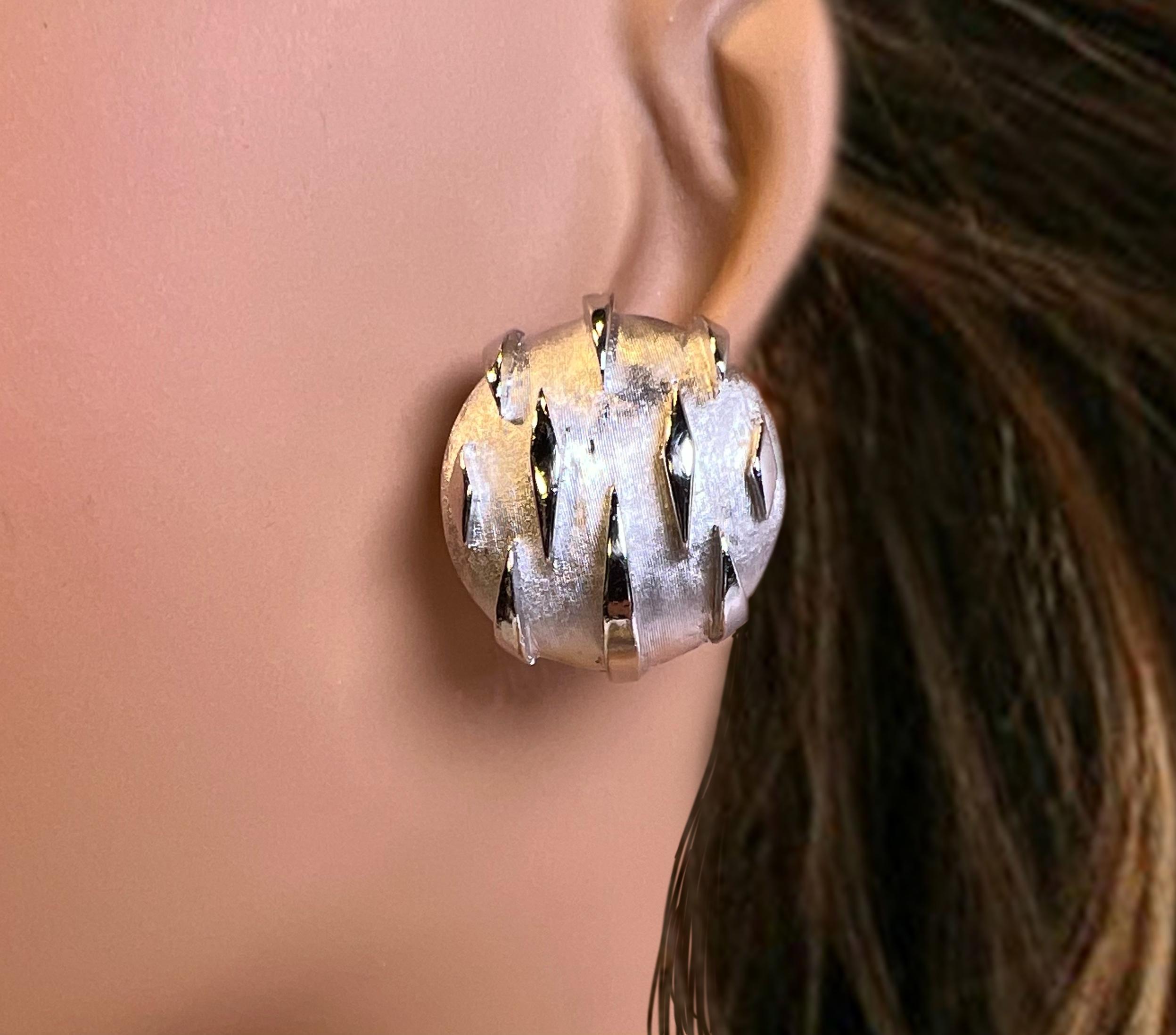 Femenino o masculino Brazalete y Pendientes de Diseño Italiano de los Años 60 en Vermeil Blanco con Puntadas Modernas en venta