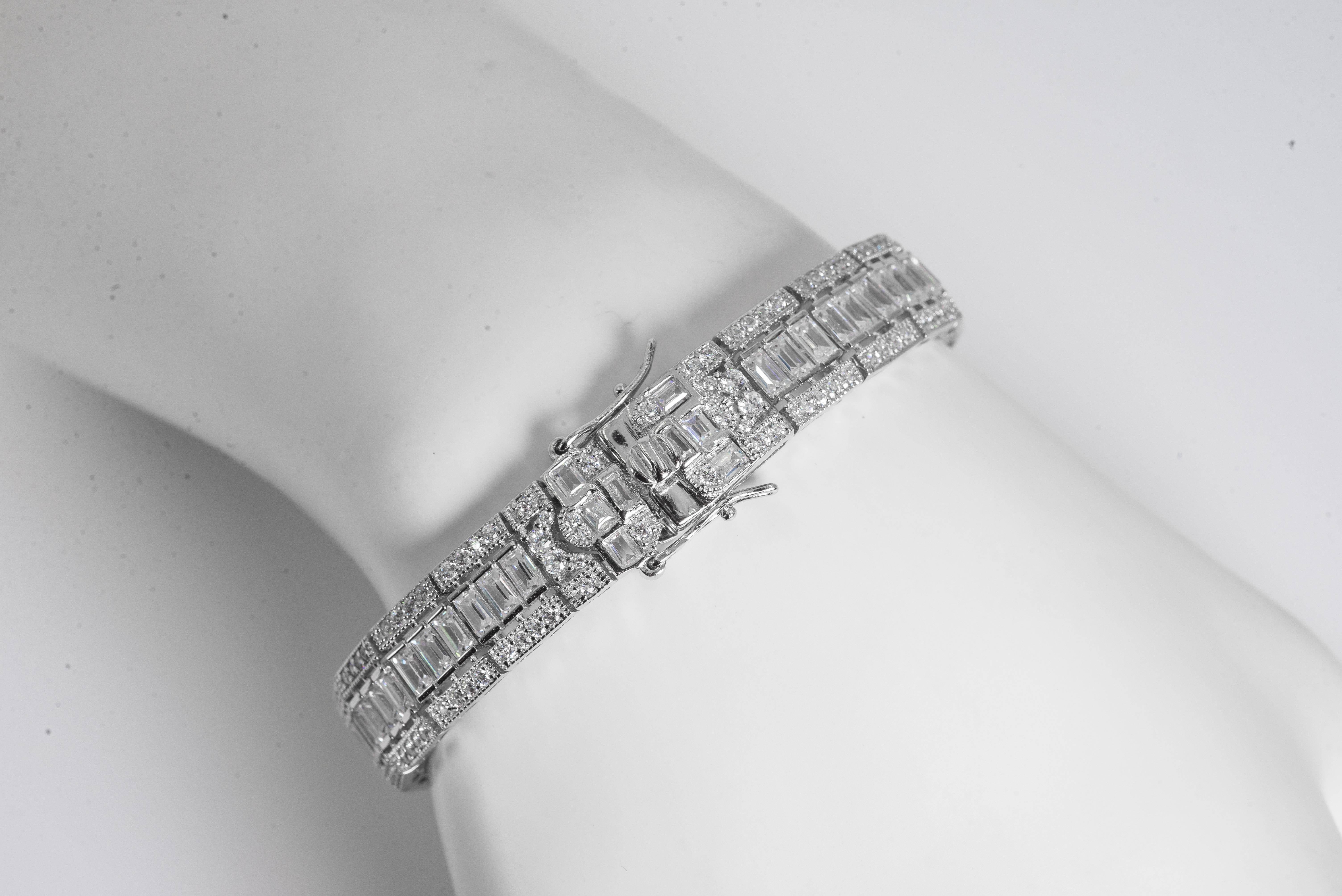 Women's Art Deco Style Diamond Ruby  Bracelet