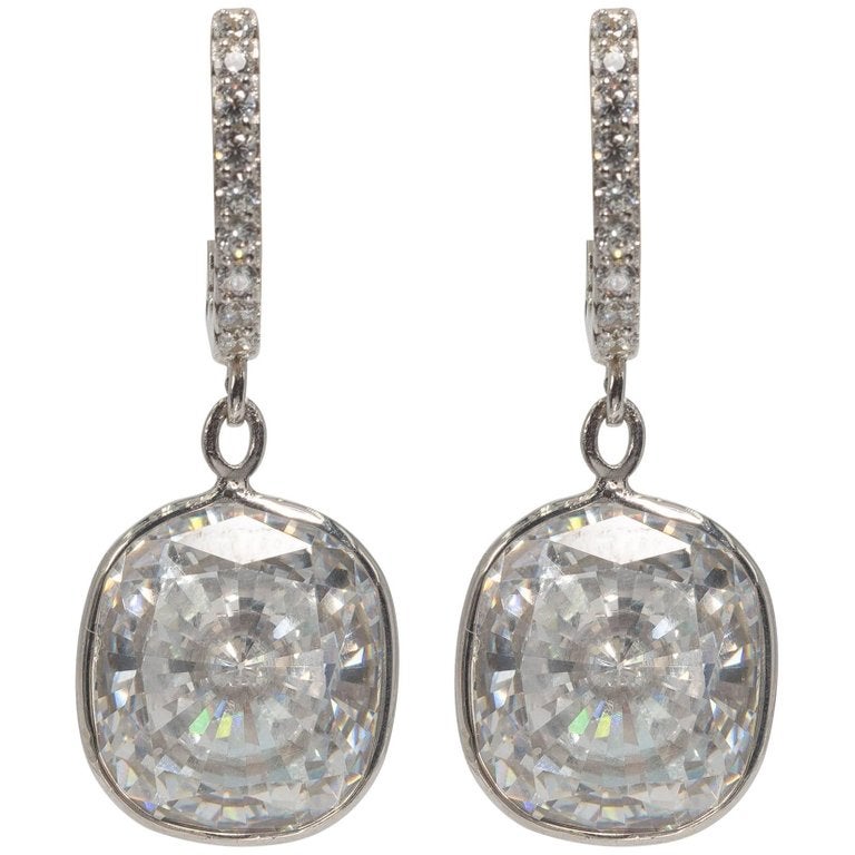 Edwardian Style Cushion Diamond Costume Jewelry Earrings For At Edwardian Style Cushion Diamond Costume Jewelry Earrings For