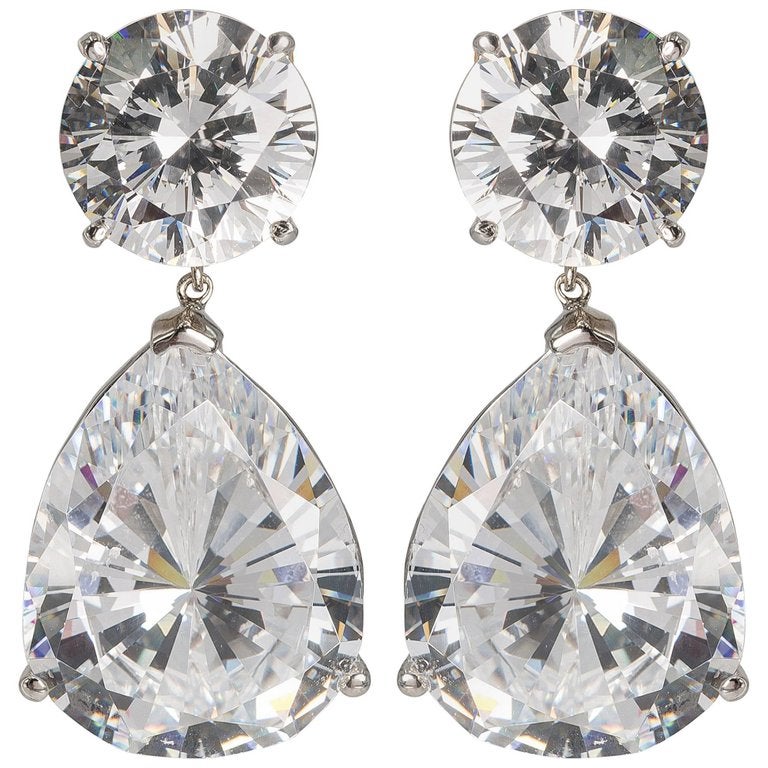 Large Cubic Zirconia Faux Diamond Earrings For At 1stdibs Large Cubic Zirconia Faux Diamond Earrings For