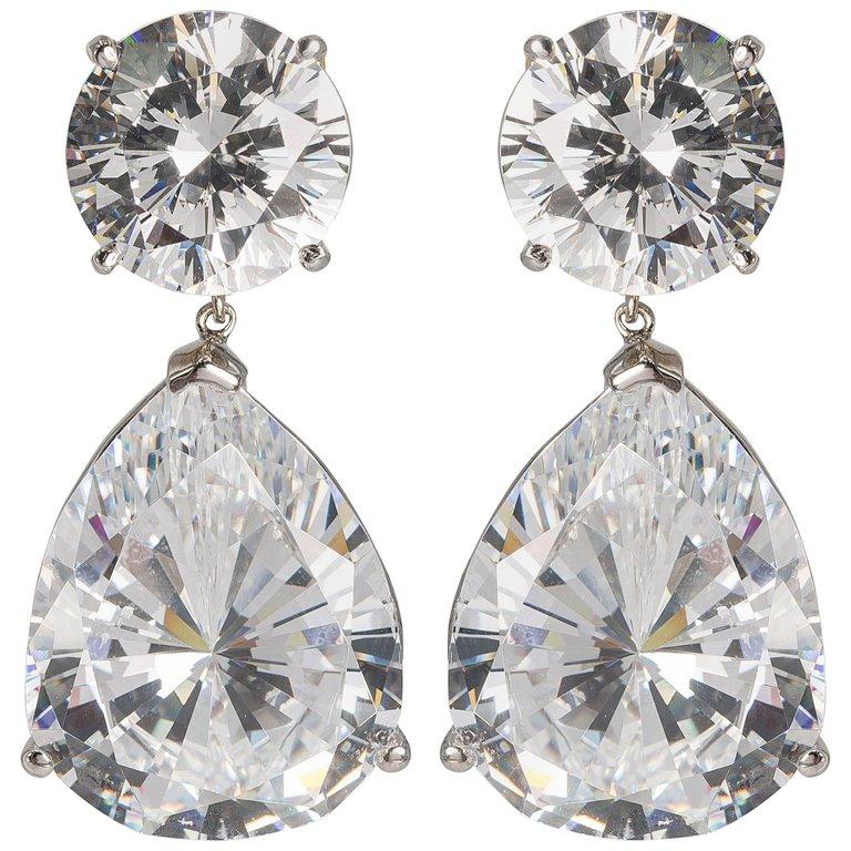 Large Cubic Zirconia Faux Diamond Earrings at 1stDibs large diamond