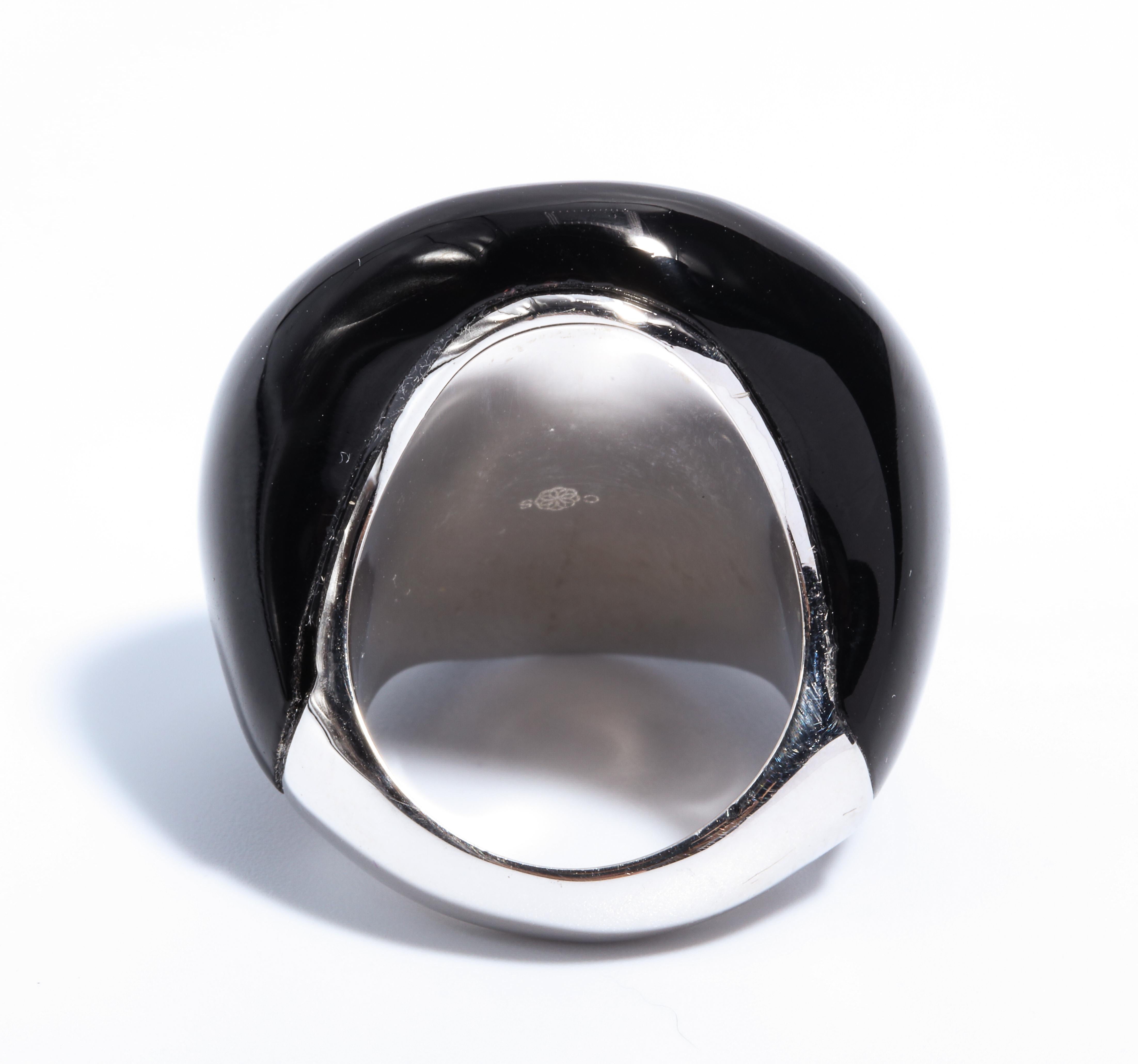 Women's Art Deco Style Palm Beach Faux Diamond Jade Onyx Large Statement Ring