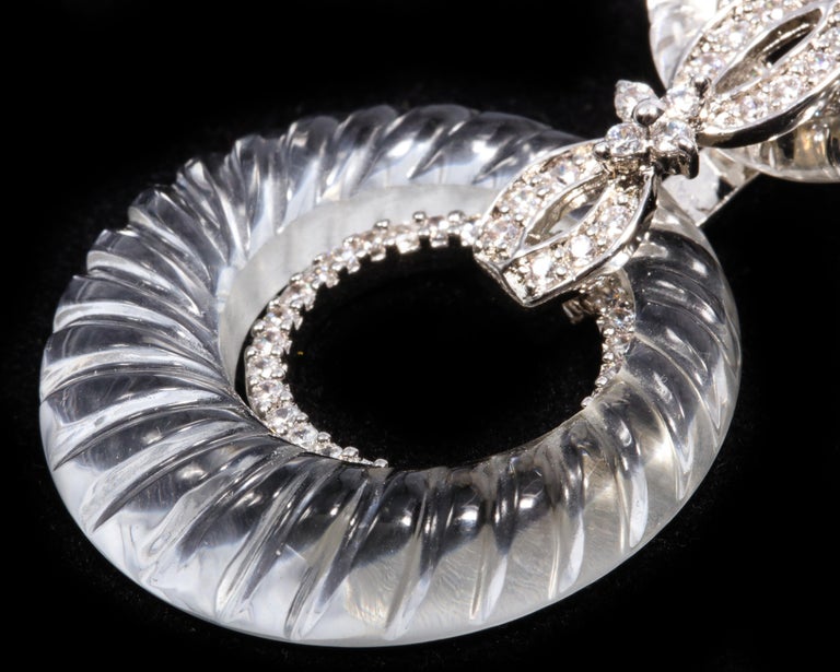 Magnificent Costume Jewelry Art Deco Style Diamond Rock Crystal Hoop