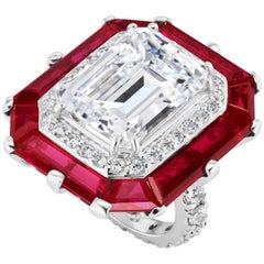 Art Deco Style Halo Cubic Zirconia Ruby Sterling Ring