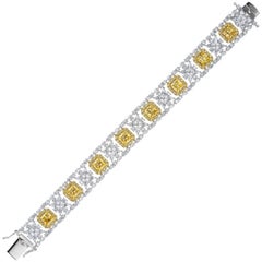 Synthetic Canary Diamond And White Synthetic Diamond Sterling Bracelet