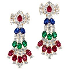 Cubic Zirconia Emerald Ruby Sapphire Vermeil Sterling Earring