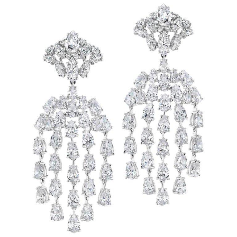 Art Deco Synthetic Diamond Waterfall Chandelier Earrings
