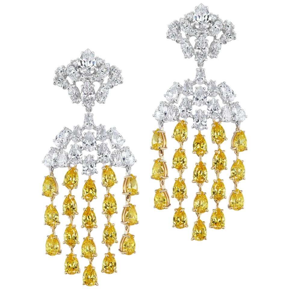 Canary Cubic Zirconia Waterfall Chandelier Earrings