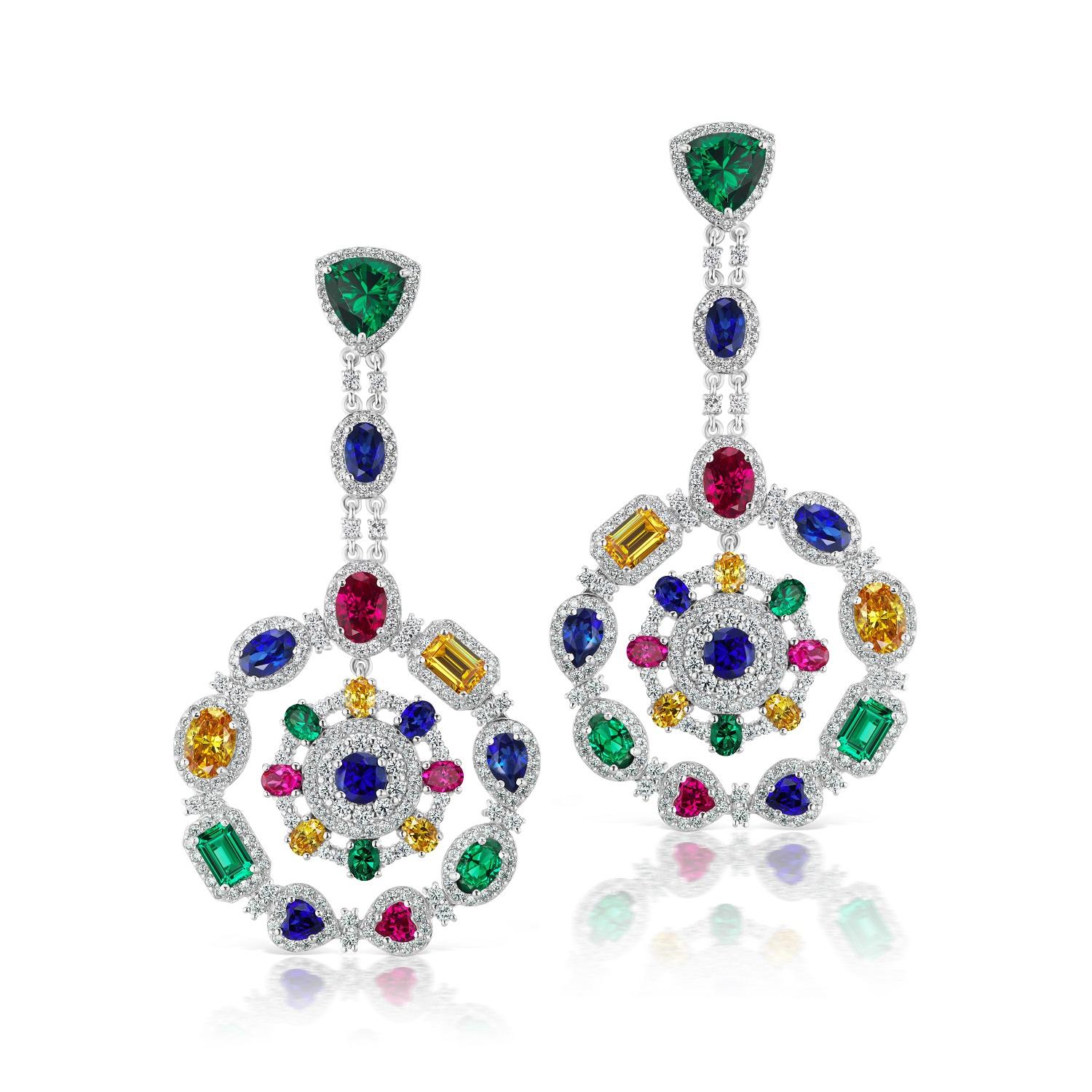 multi color chandelier earrings