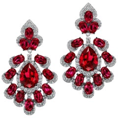 Faux Ruby Cubic Zirconia Sterling Earrings