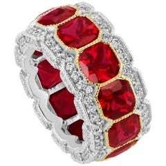 Stunning Faux Ruby Cubic Zirconia Half Inch Wide Band
