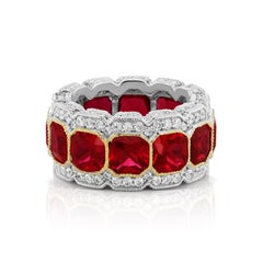 Stunning Faux Ruby Cubic Zirconia Half Inch Wide Band