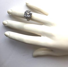 Art Deco Style Square Cubic Zirconia Halo Style Silver Ring