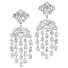 Cubic Zirconia Sterling Silver Waterfall Chandelier Earrings