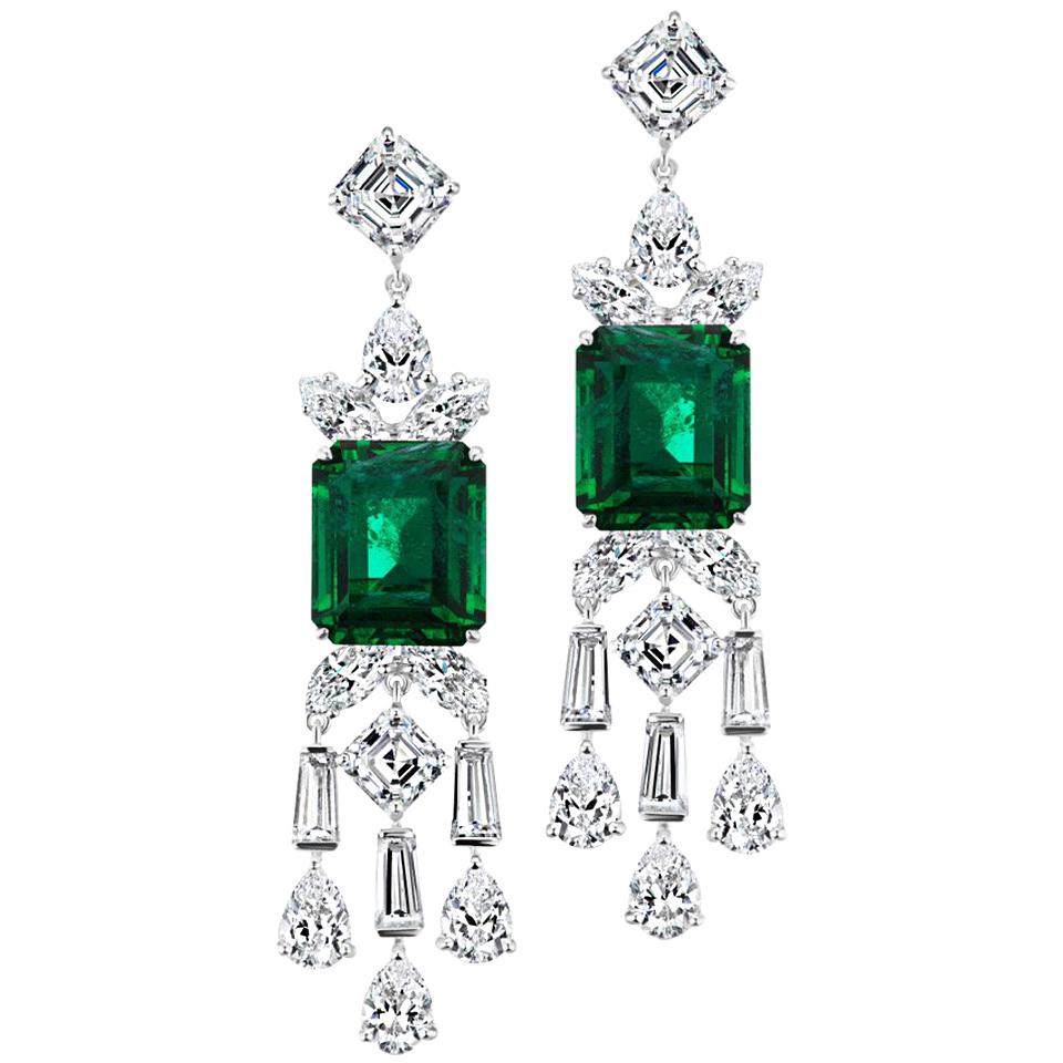  Stunning Synthetic Emerald Cubic Zirconia Sterling Earrings