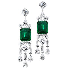 Stunning Synthetic Emerald Cubic Zirconia Sterling Earrings