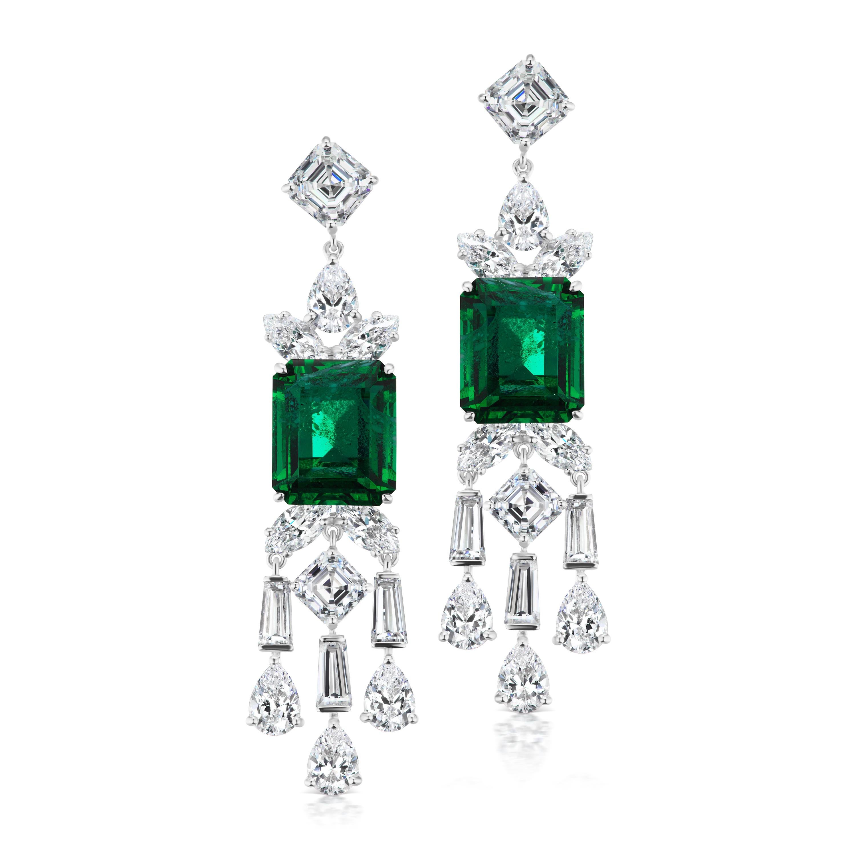 Art Deco  Stunning Synthetic Emerald Cubic Zirconia Sterling Earrings