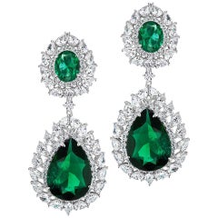 Stunning Cubic Zirconia Emerald Drop Earrings