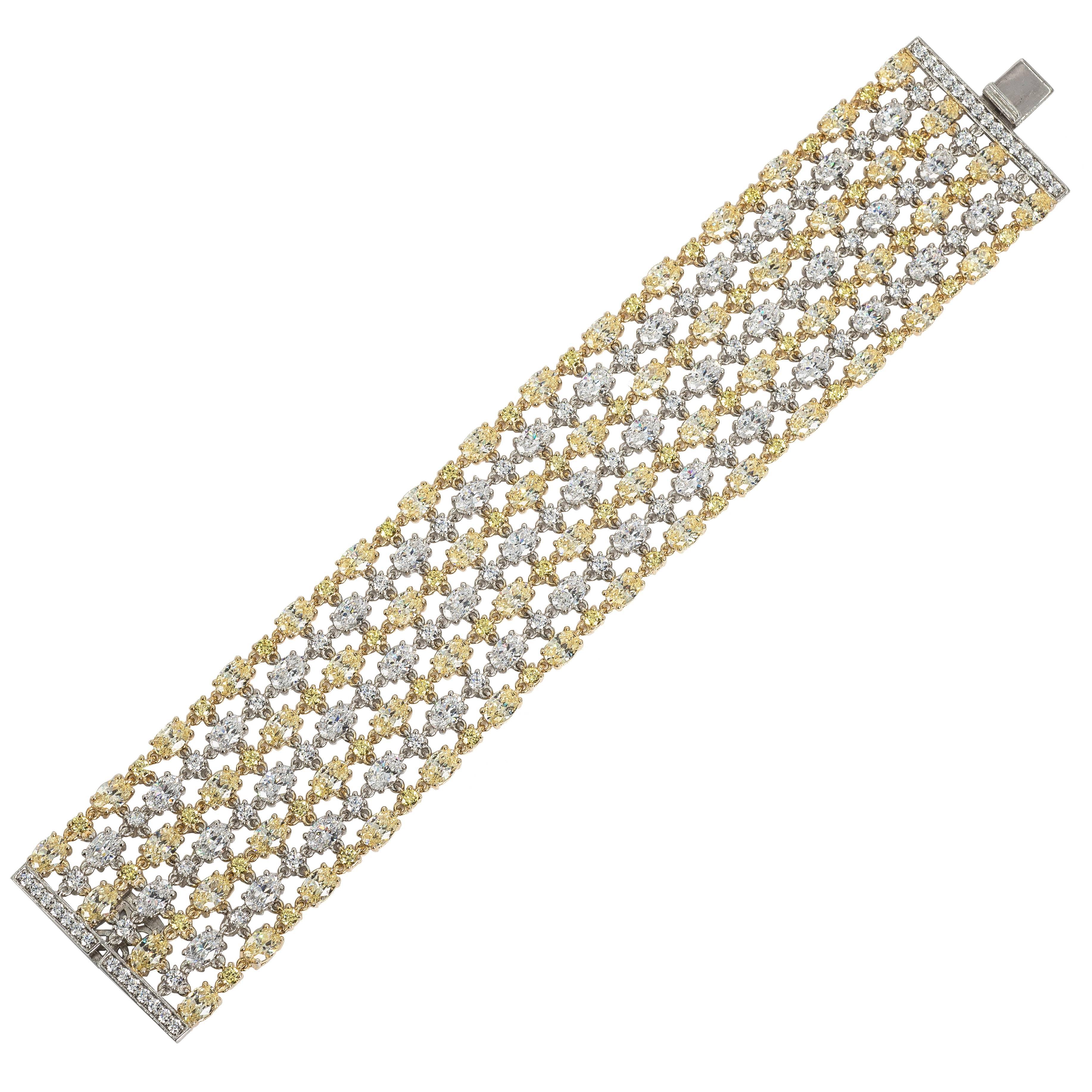 White And Yellow Cubic Zirconia Sterling Bracelet