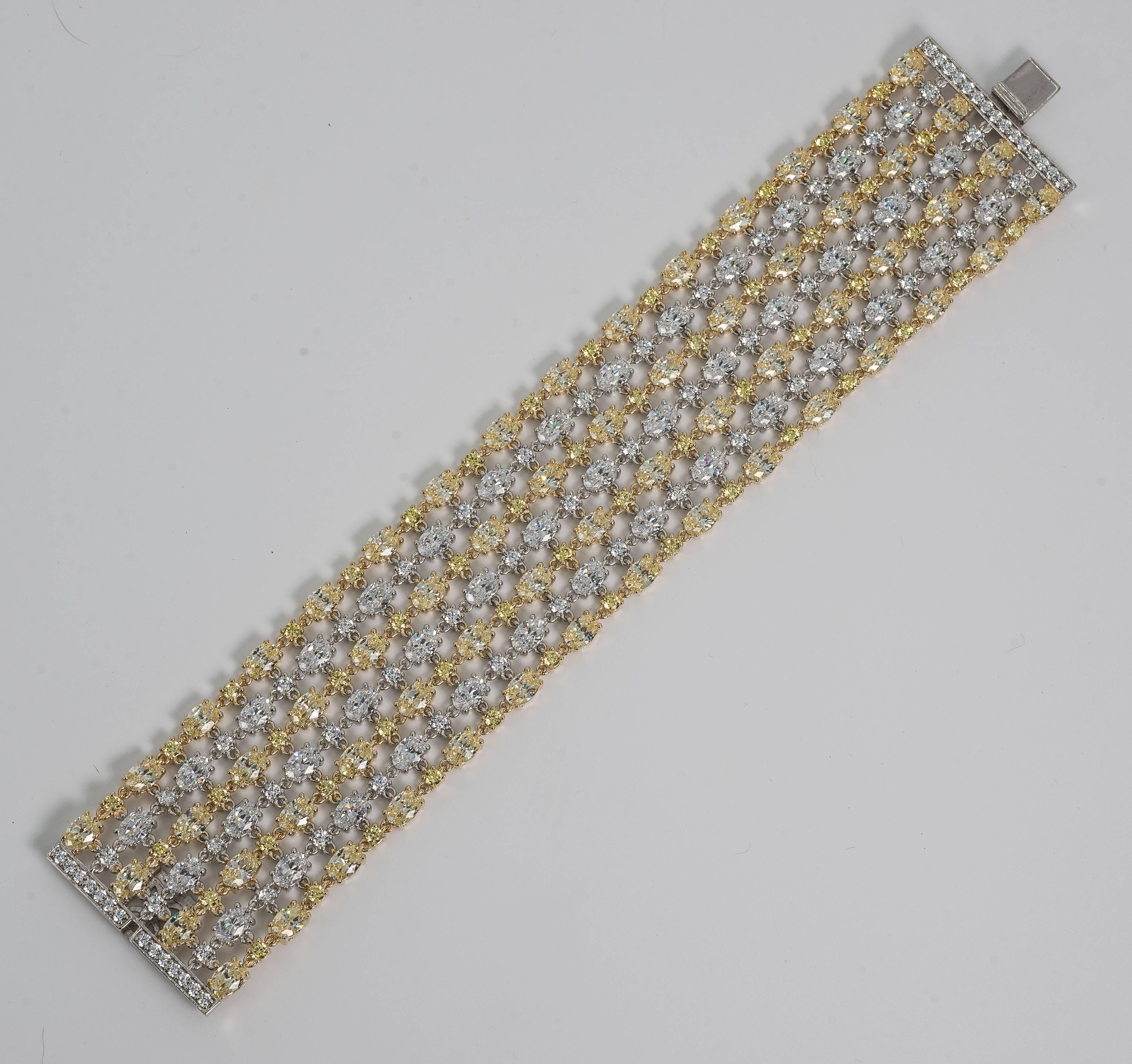 Modern White And Yellow Cubic Zirconia Sterling Bracelet