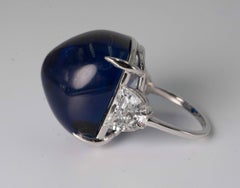 Synthetic Royal Kashmir Royal Blue Cabochon Sapphire Cubic Zircon Gold Ring