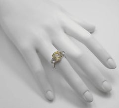 Faux Canary And White Diamond Sterling Trinity Ring