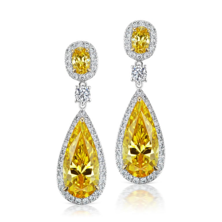 Faux Canary Diamond Sterling Silver Earrings at 1stdibs