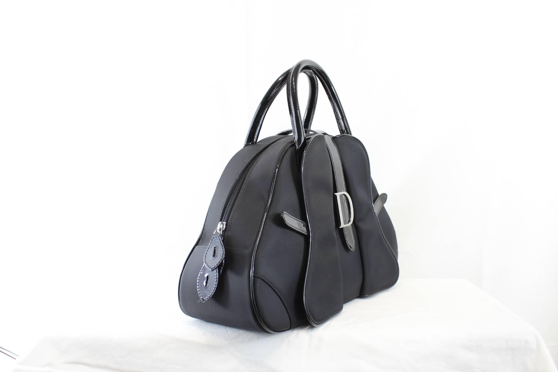 Black Dior Bowling patented leather and nylon Bag
