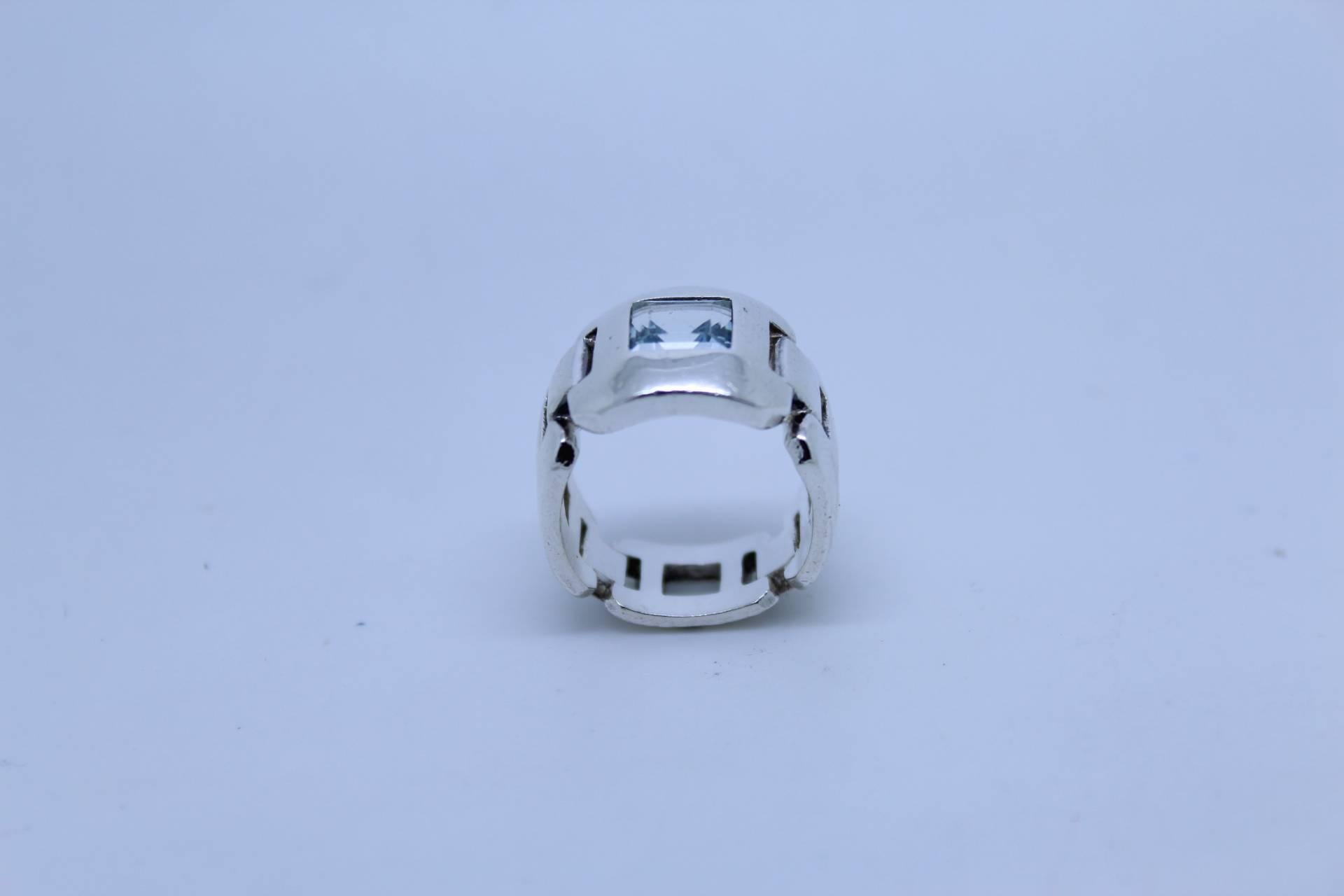 Women's Hermes Silver Ring with Aquamarine S.52